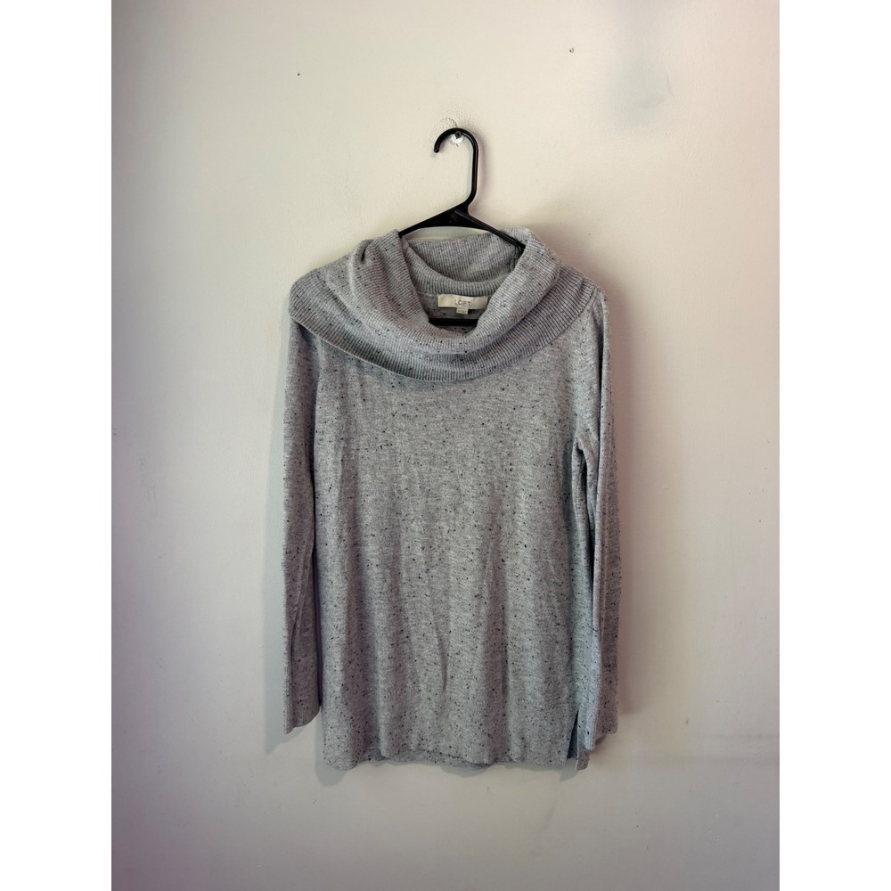Loft Womens Gray Cowl Neck Sweater Marl Knit Long Sleeve Size M 504626